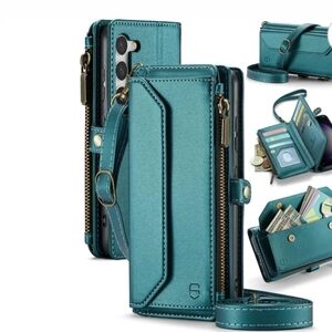 Teal Wallet Phone Case with Strap